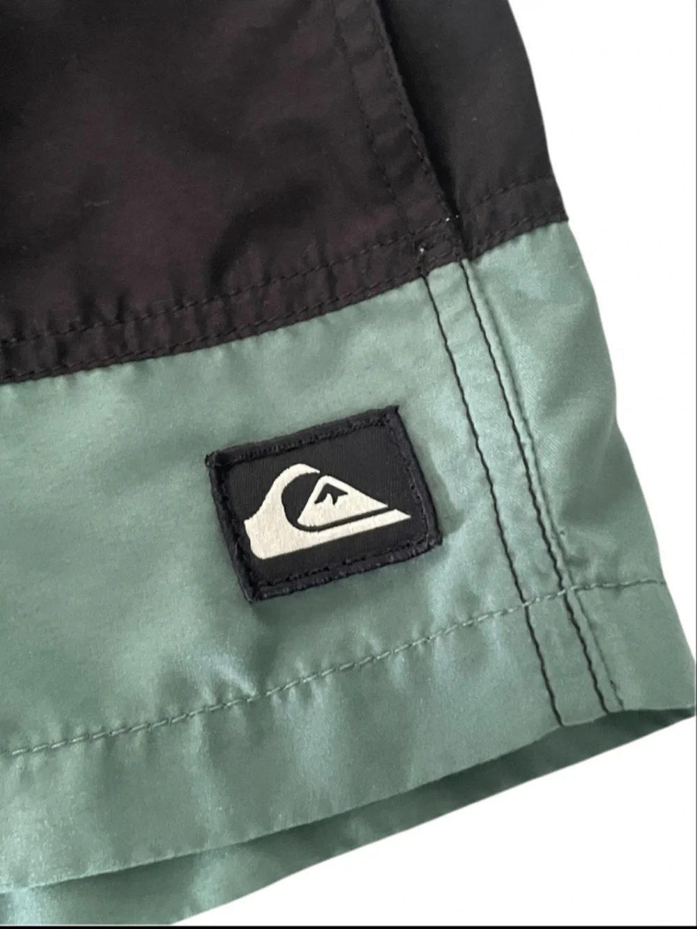 Quiksilver Black and Sage Green Colorblock Swim Shorts